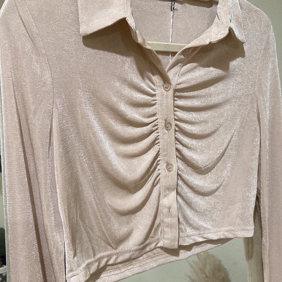 Isalis Amal Ruched Crop Top - Oat NWT Sold Out - Picture 2 of 10